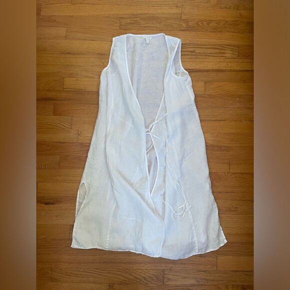 Eileen Fisher Top Women’s Organic Handkerchief Linen V Neck Wrap White Small P - Picture 7 of 13